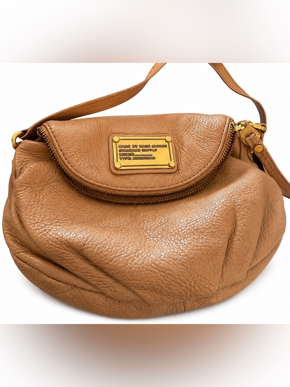 Marc by Marc Jacobs Classic Q Natasha Pebbled Leather Crossbody Bag Taupe